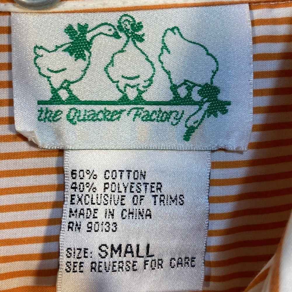 The Quacker Factory Orange Stripe Butterfly Button Up Shirt Women's Small - Picture 3 of 14